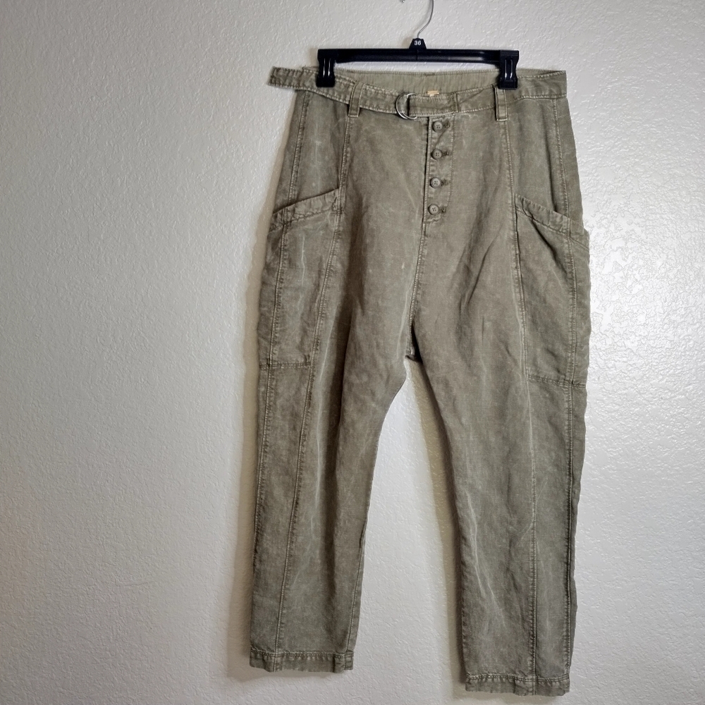 Free People Olive Green Washed Utility Jogger Pants - Picture 3 of 13
